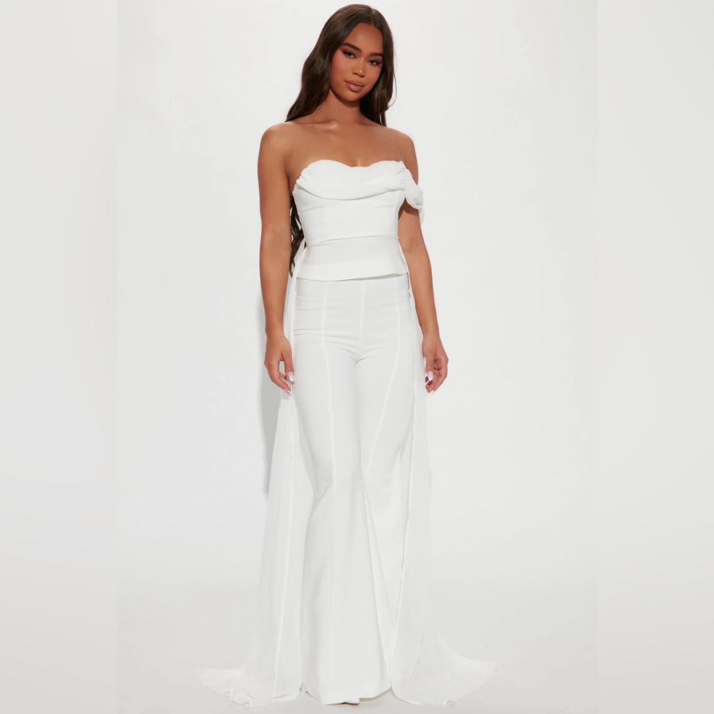 Classy Affair Pant Set-White